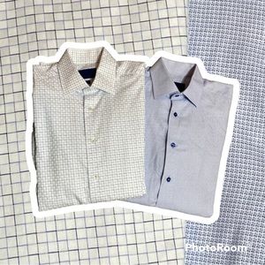 "DAVID DONAHUE MENS DRESS SHIRTS (QTY) 2 TRIM 16 34/35 LONG SLEEVE MULTI TEXTURE